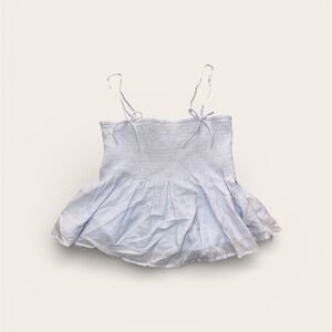 American Eagle Outfitters Sky Blue Smocked Babydoll Bow Tank Top Size Small